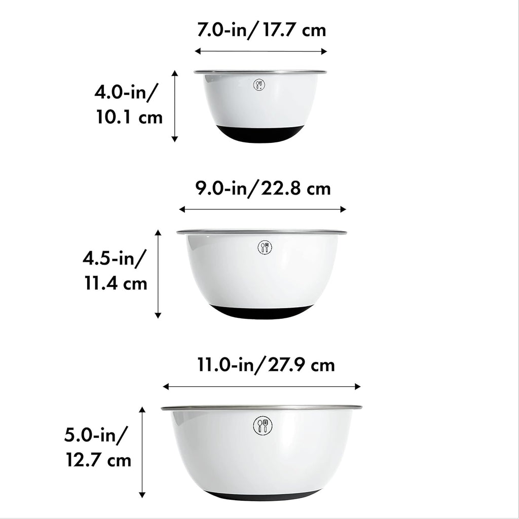Aldaskad 3-Piece Stainless Steel Mixing Bowls Set