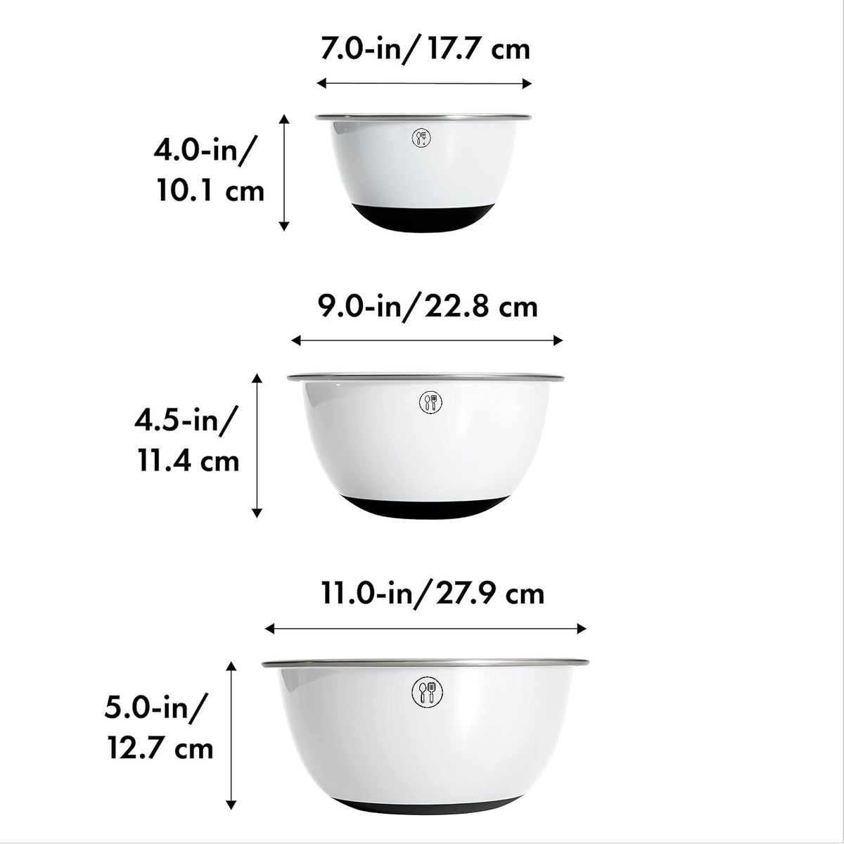 Aldaskad 3-Piece Stainless Steel Mixing Bowls Set