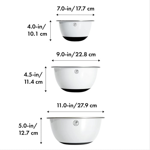 Aldaskad 3-Piece Stainless Steel Mixing Bowls Set