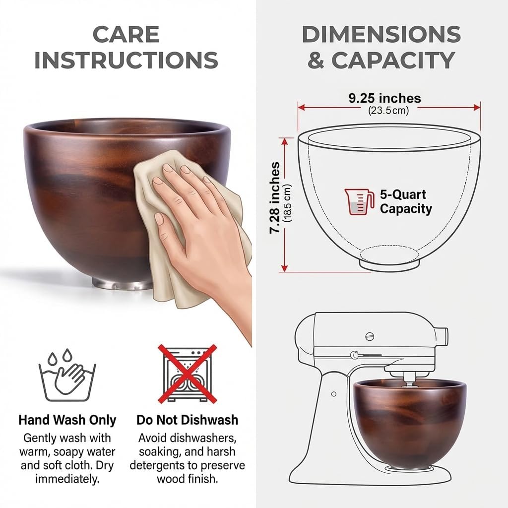 Aldaskad Kitchen Essentials 5 Quart Natural Mixer Bowl Steel Locking Base