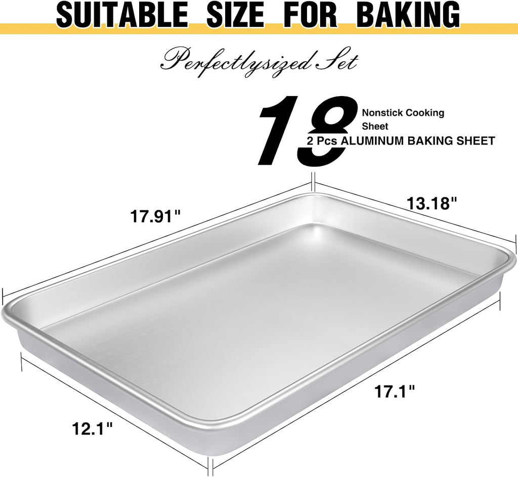 Aldaskad Heavy-Duty Stainless Steel Baking Sheet Pan Set with Heat-Resistant Handles