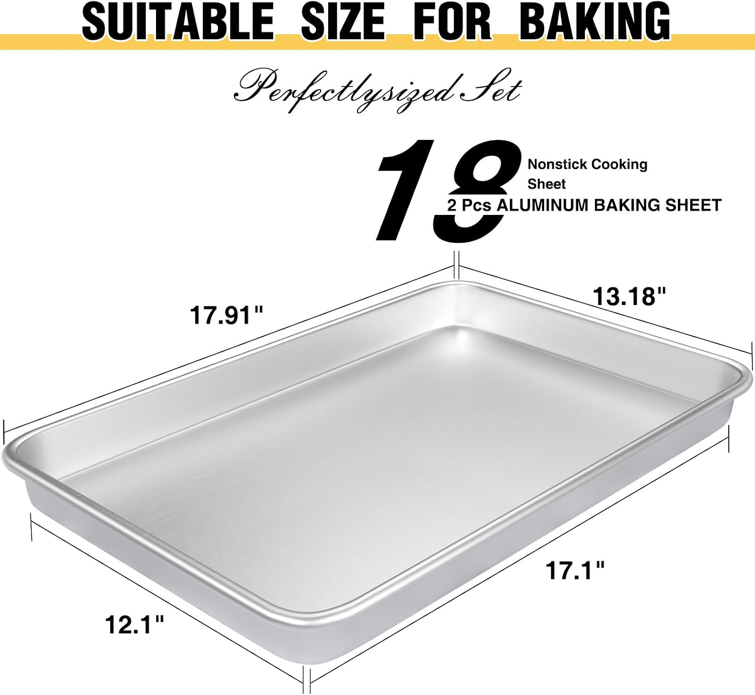Aldaskad Heavy-Duty Stainless Steel Baking Sheet Pan Set with Heat-Resistant Handles
