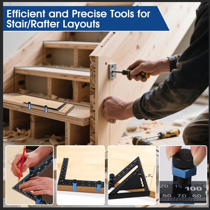 ALDASKAD 3-in-1 Tall Stair Gauge Blocks & Circular Saw Guide Set