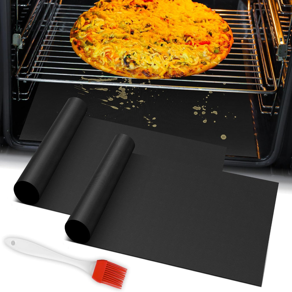 Aldaskad Kitchen Essentials Oven Liners Reusable Nonstick Heavy-Duty Mats 2-Pack