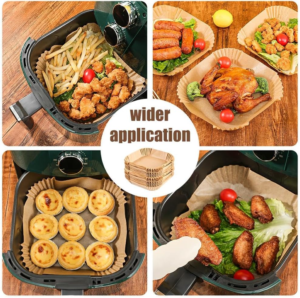 Aldaskad Kitchen 130PCS 9.5-Inch Square Air Fryer Liners