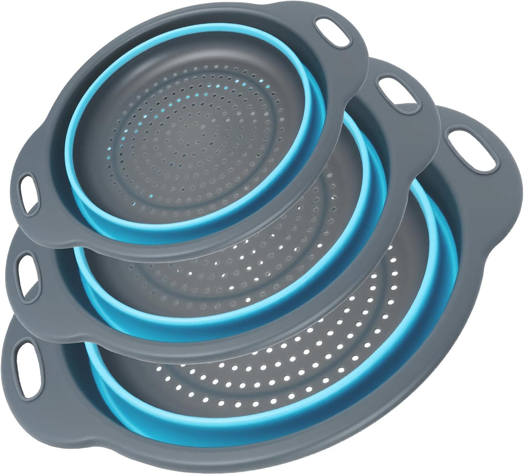 Aldaskad Collapsible Colander Set 3 Pack Space Saving Kitchen Strainers