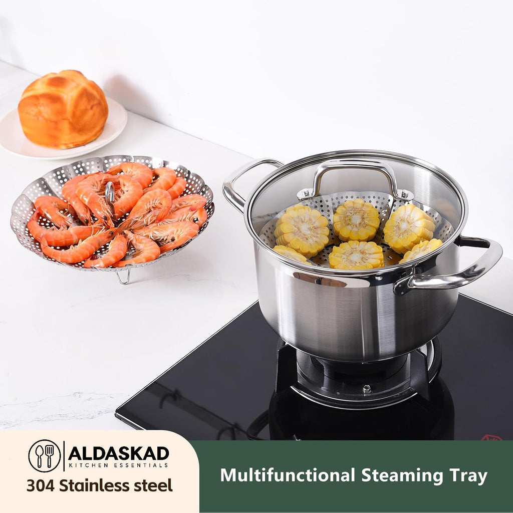 Aldaskad 304 Stainless Steel Collapsible Steamer Basket Vegetable Pot Insert