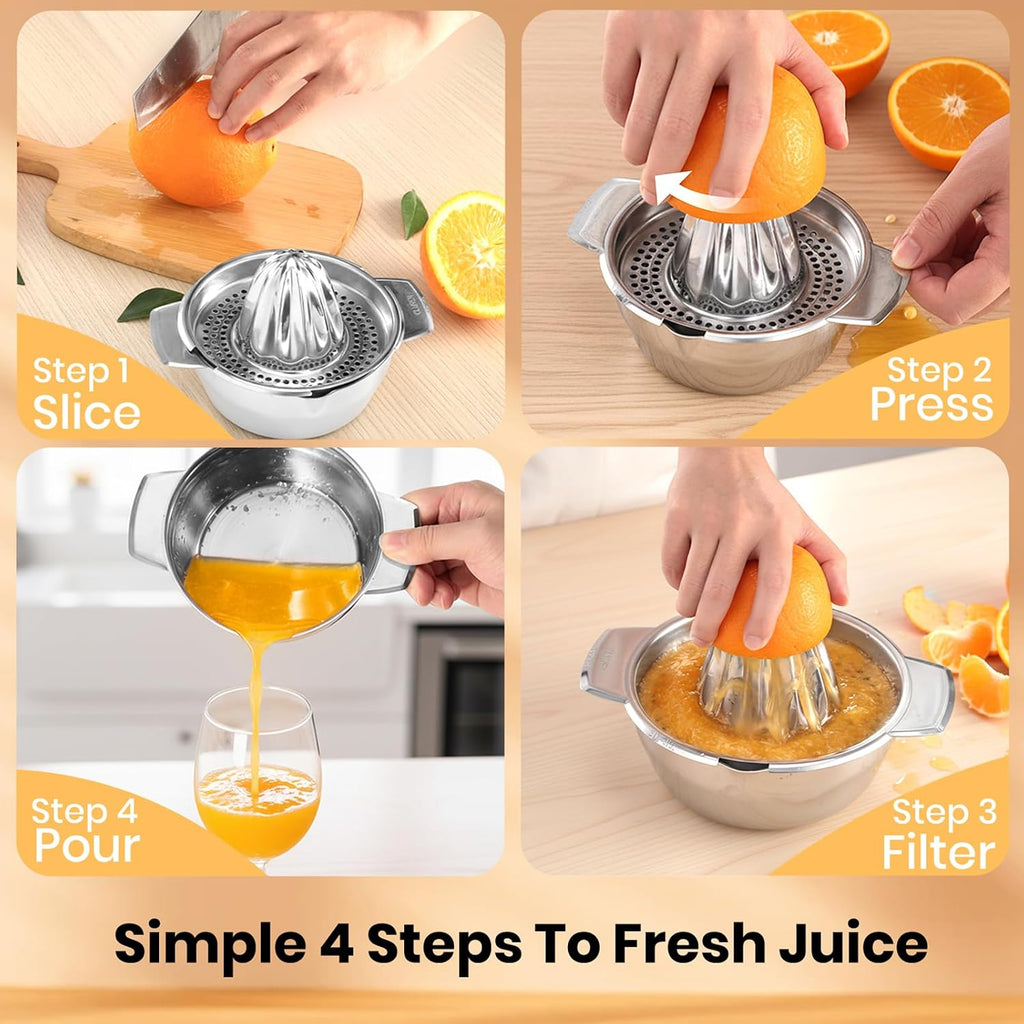 Aldaskad 316L Stainless Steel Lemon Squeezer Manual Citrus Juicer Press