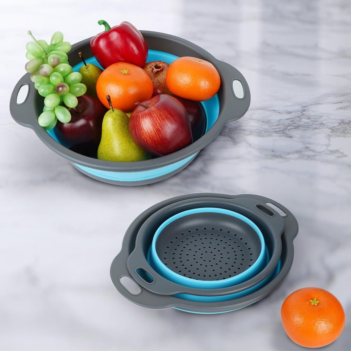Aldaskad Collapsible Colander Set 3 Pack Space Saving Kitchen Strainers