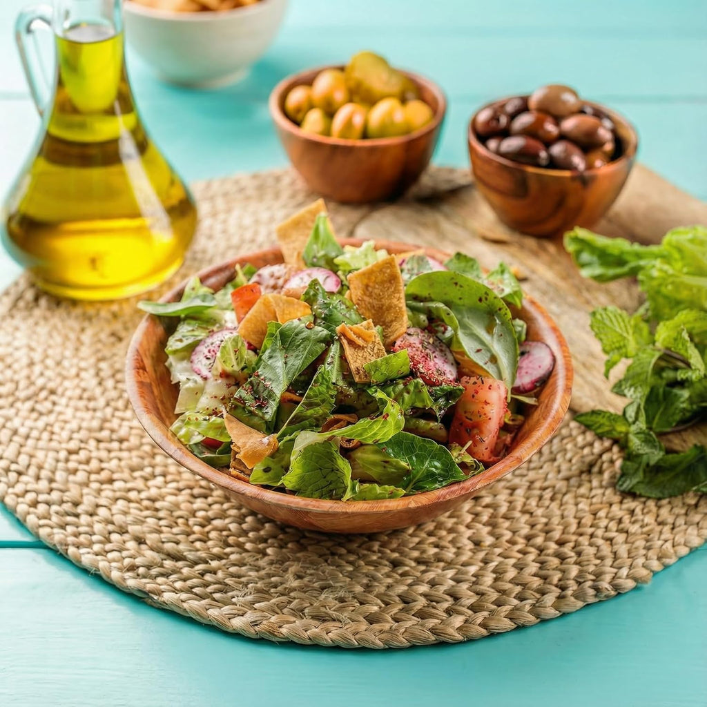 Aldaskad 8 Pack Wooden Woven Salad Bowls 8 Inch Stackable Serving Set