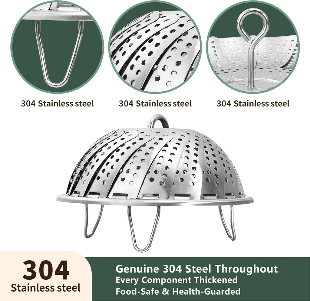 Aldaskad 304 Stainless Steel Collapsible Steamer Basket Vegetable Pot Insert