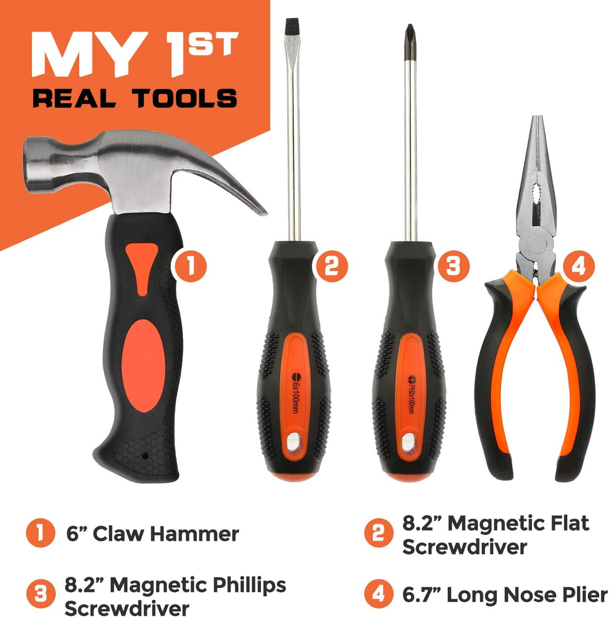 ALDASKAD 18-Piece Kids Real Tool Set with Adjustable Reinforced Tool Belt