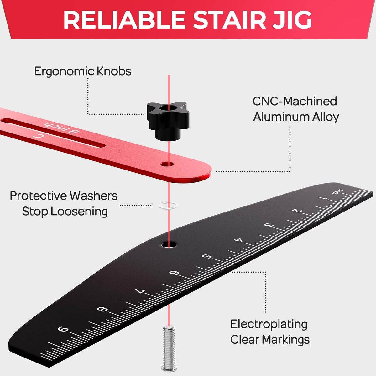 ALDASKAD Stair Tread Template Tool Kit with Carpenter Pencil & Steel Ruler