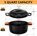Aldaskad Pre-Seasoned Cast Iron Dutch Oven and Skillet Lid Set