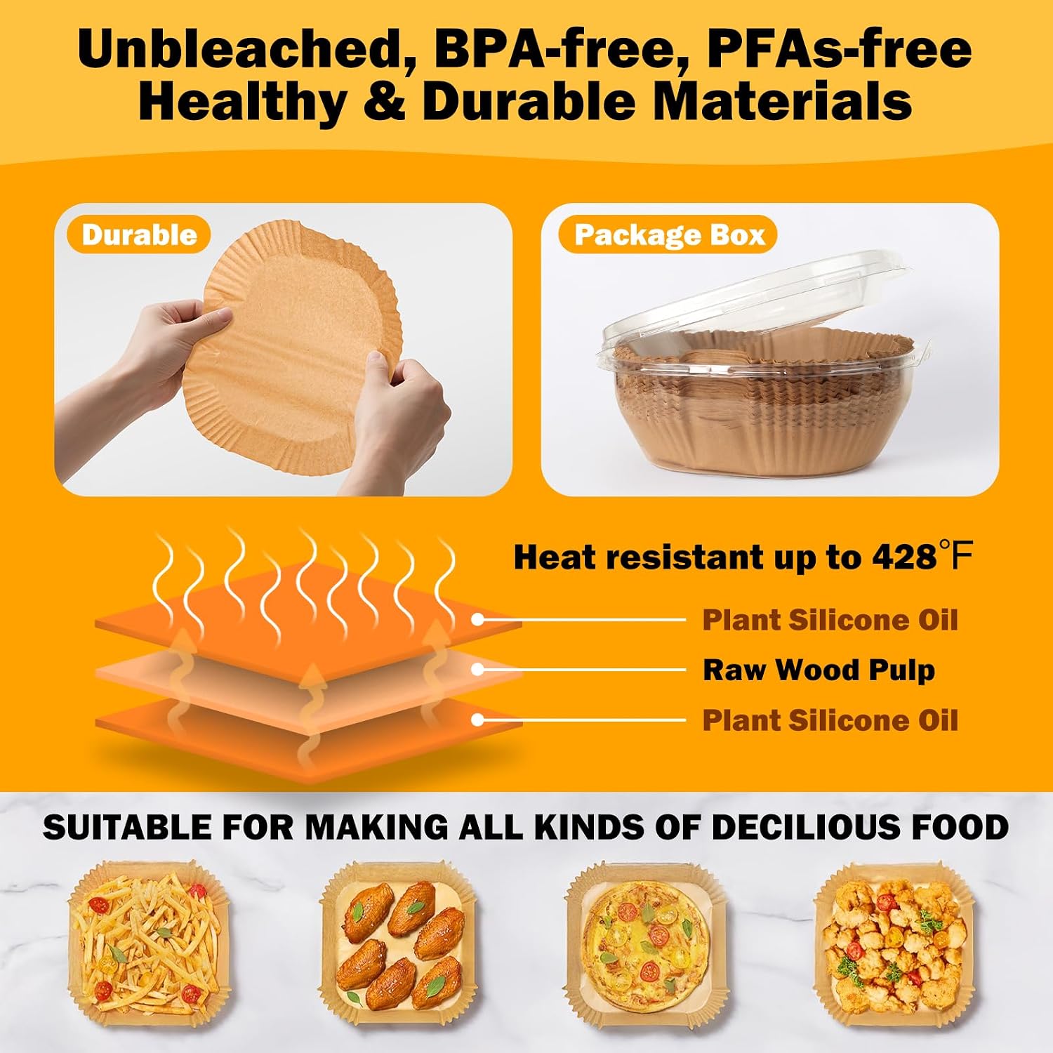 Aldaskad Non-Stick Air Fryer Disposable Paper Liners