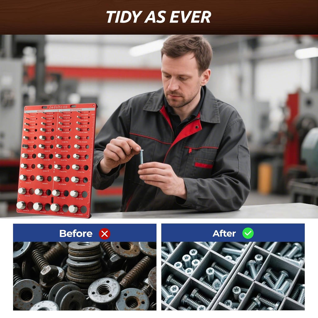 ALDASKAD 44-Size Nut & Bolt Thread Checker Board with Optimized Spacing