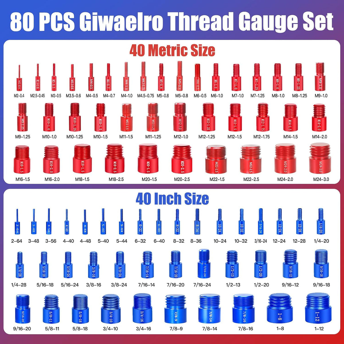 ALDASKAD 80-Piece Nut and Bolt Thread Checker Set (43 SAE & 37 Metric)