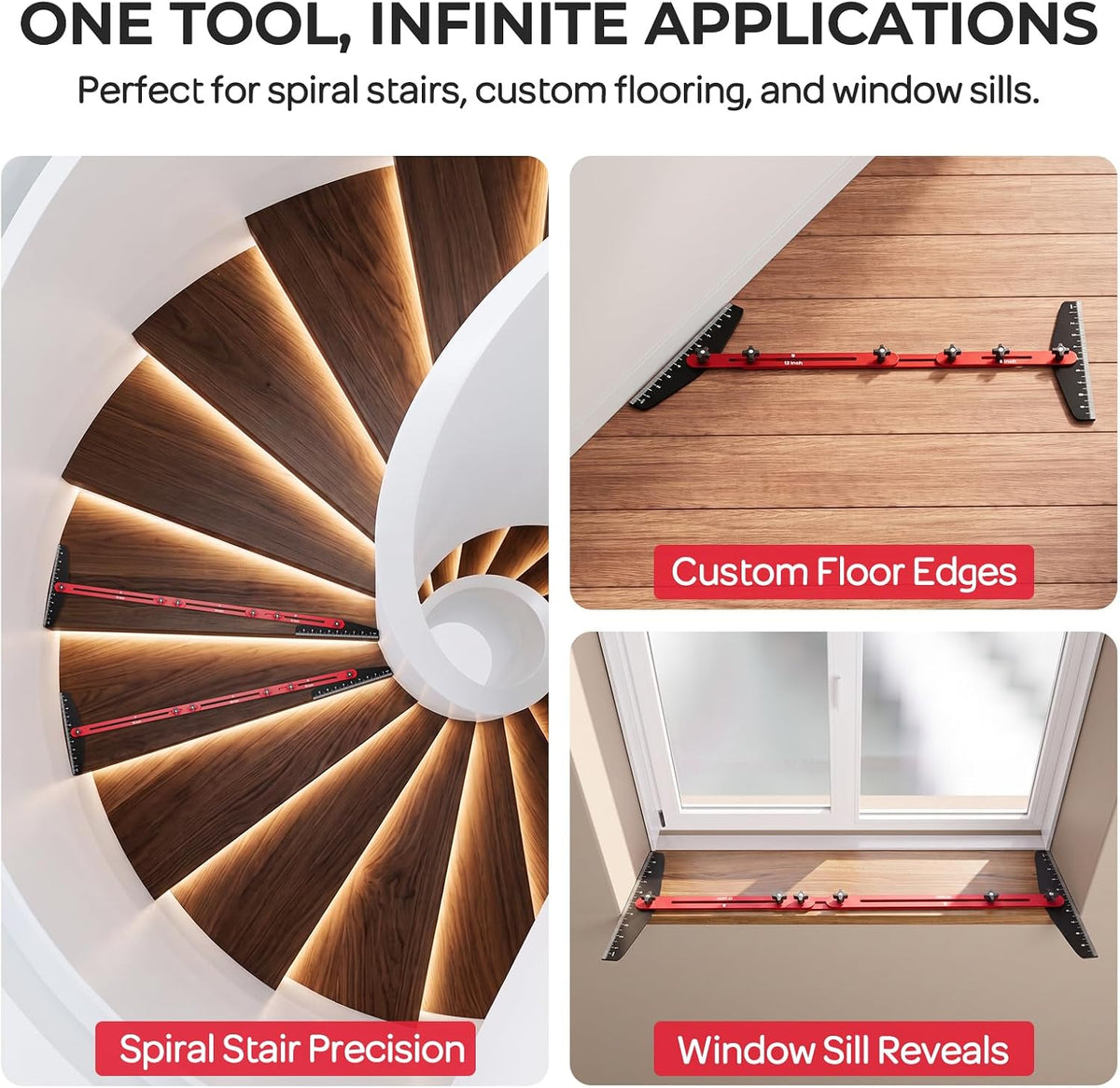 ALDASKAD Stair Tread Template Tool Kit with Carpenter Pencil & Steel Ruler