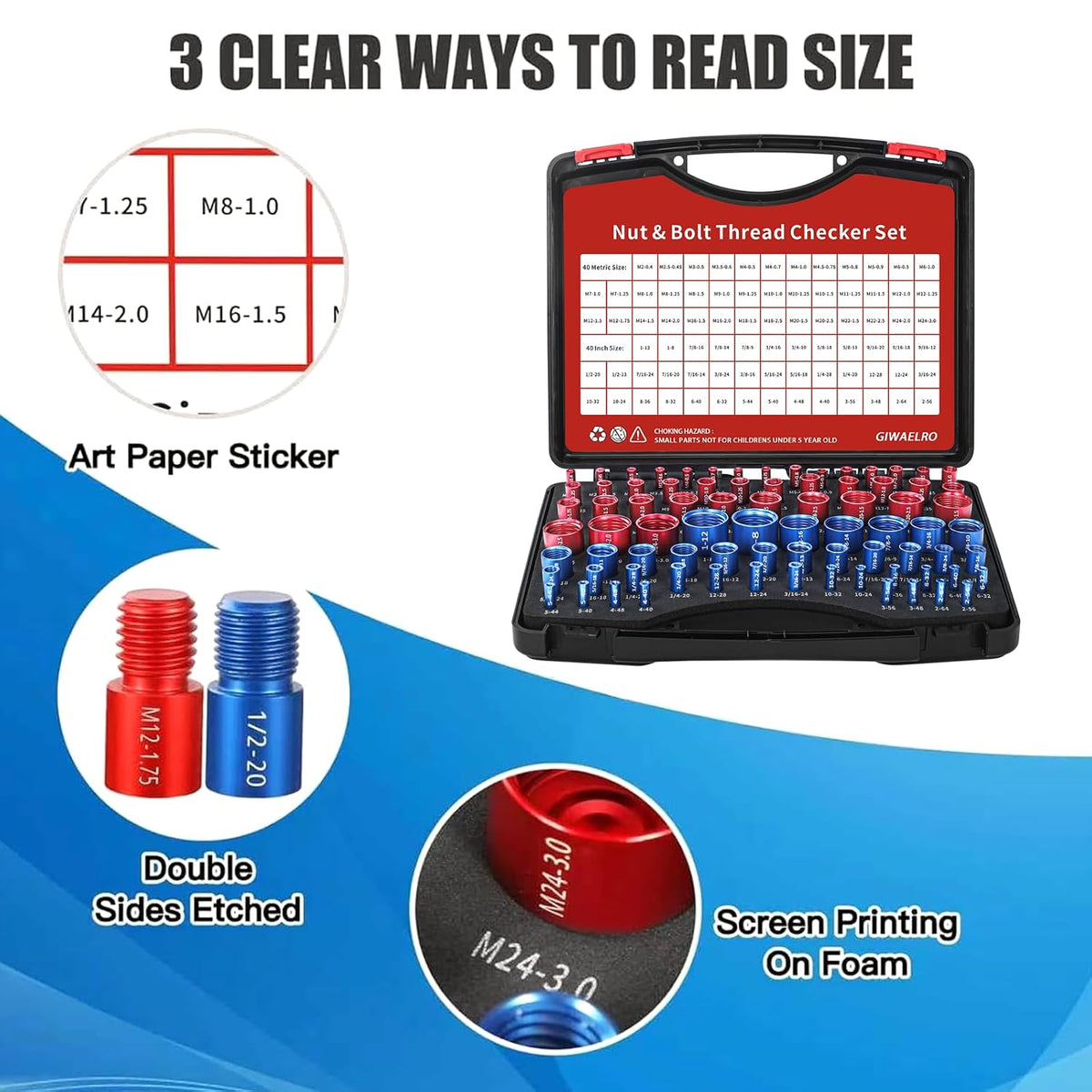 ALDASKAD 80-Piece Nut and Bolt Thread Checker Set (43 SAE & 37 Metric)