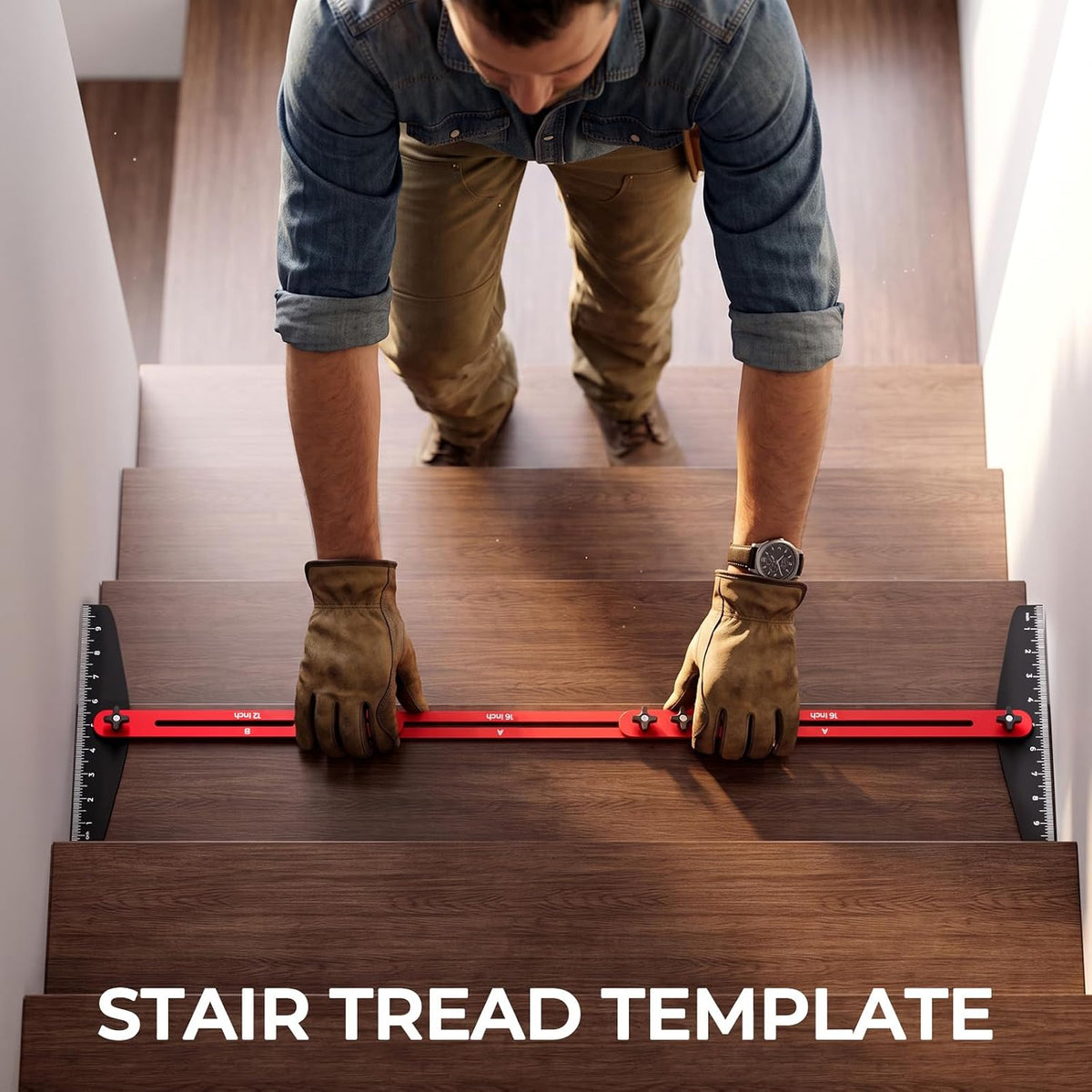 ALDASKAD Stair Tread Template Tool Kit with Carpenter Pencil & Steel Ruler