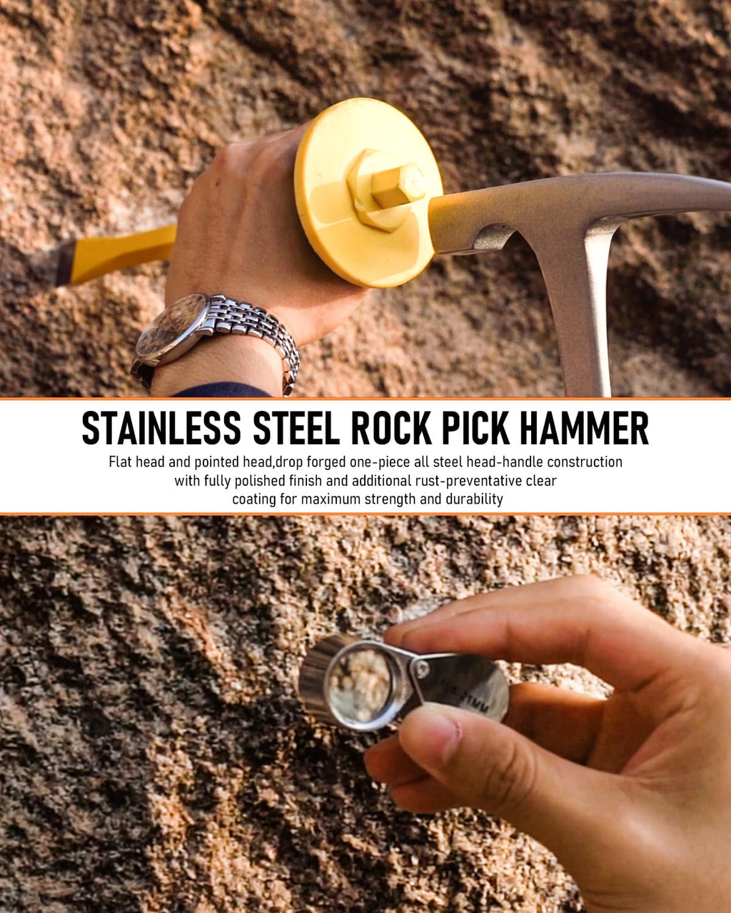 ALDASKAD 7-Piece Heavy-Duty Geology Rock Hammer & Masonry Chisel Set