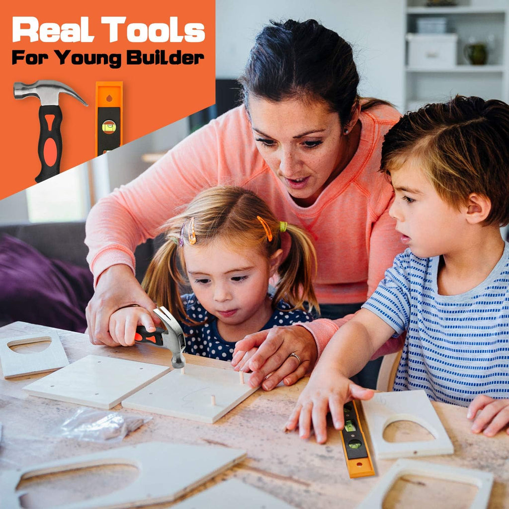 ALDASKAD 18-Piece Kids Real Tool Set with Adjustable Reinforced Tool Belt