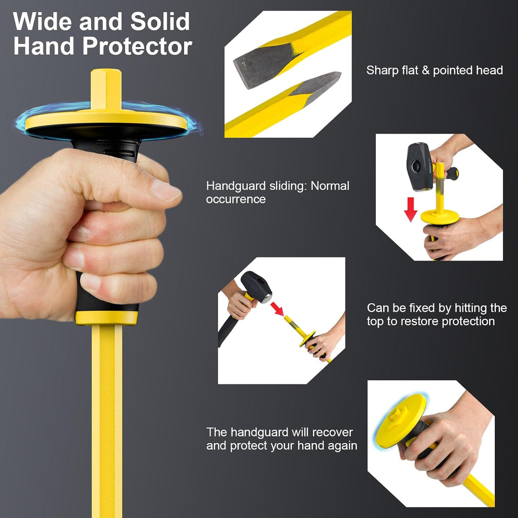 ALDASKAD 7-Piece Heavy-Duty Geology Rock Hammer & Masonry Chisel Set