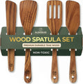 Woodenhouse Teak Wood Spatula Set for Cooking and Non-Stick Utensil Prep