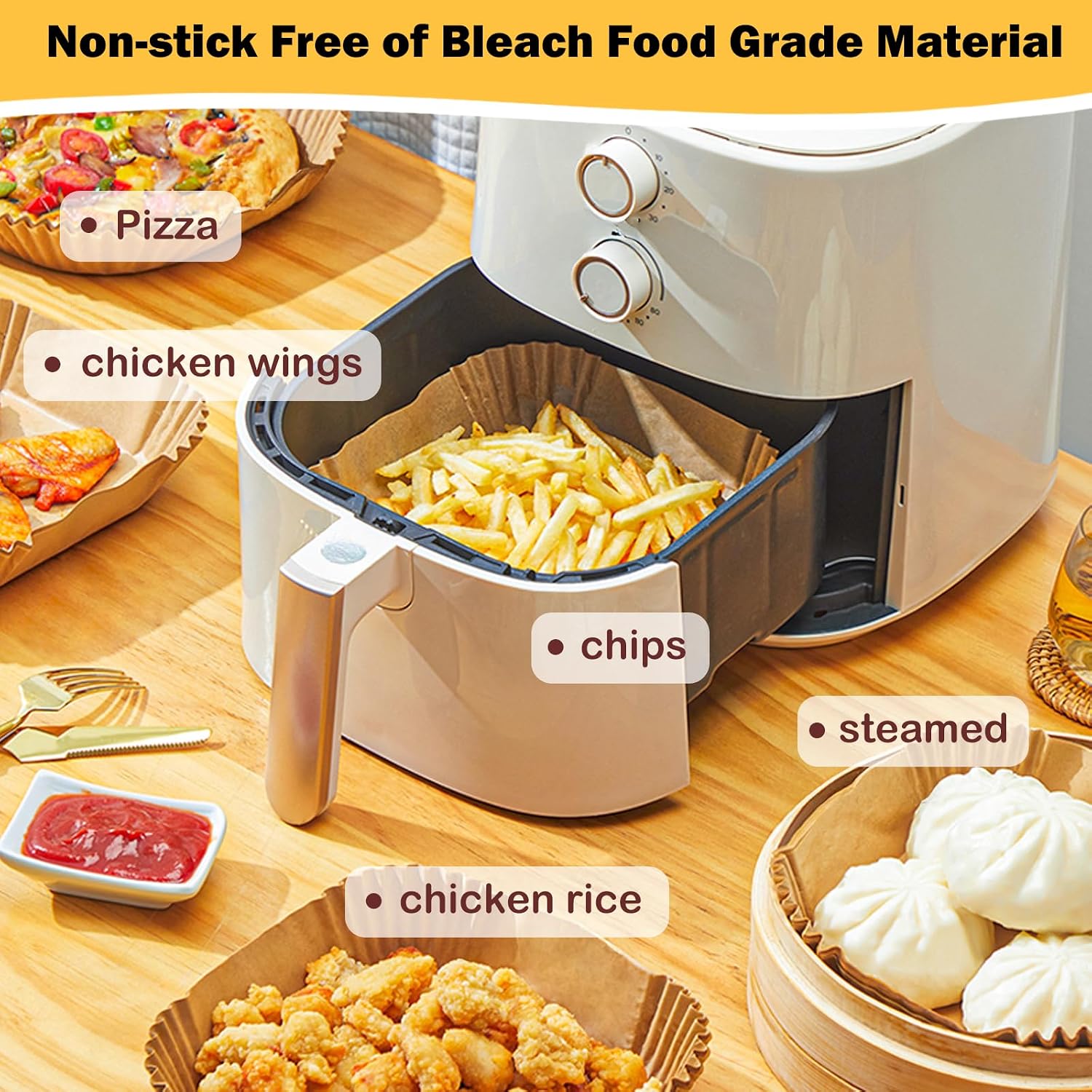 Aldaskad Non-Stick Air Fryer Disposable Paper Liners