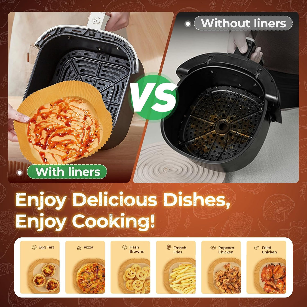 Aldaskad 420Pcs Air Fryer Liners 8 Inch Square Disposable Parchment