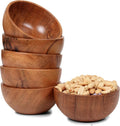 Aldaskad 6 Pack Acacia Wood Dessert Bowls 4.2 Inch Serving Cups