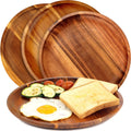 Aldaskad Acacia Wood Dinner Plates 11 Inch Set 4 Natural Serving