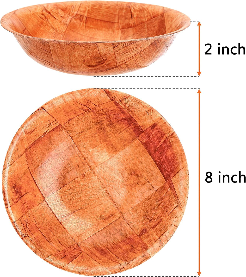 Aldaskad 8 Pack Wooden Woven Salad Bowls 8 Inch Stackable Serving Set