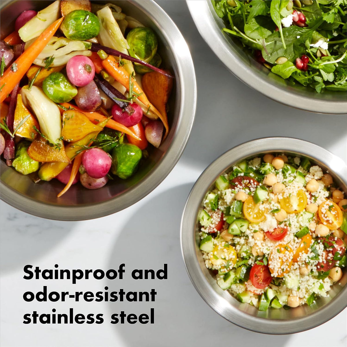 Aldaskad 3-Piece Stainless Steel Mixing Bowls Set