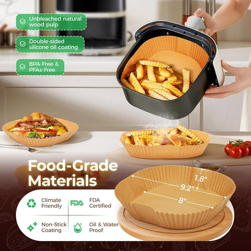 Aldaskad 420Pcs Air Fryer Liners 8 Inch Square Disposable Parchment