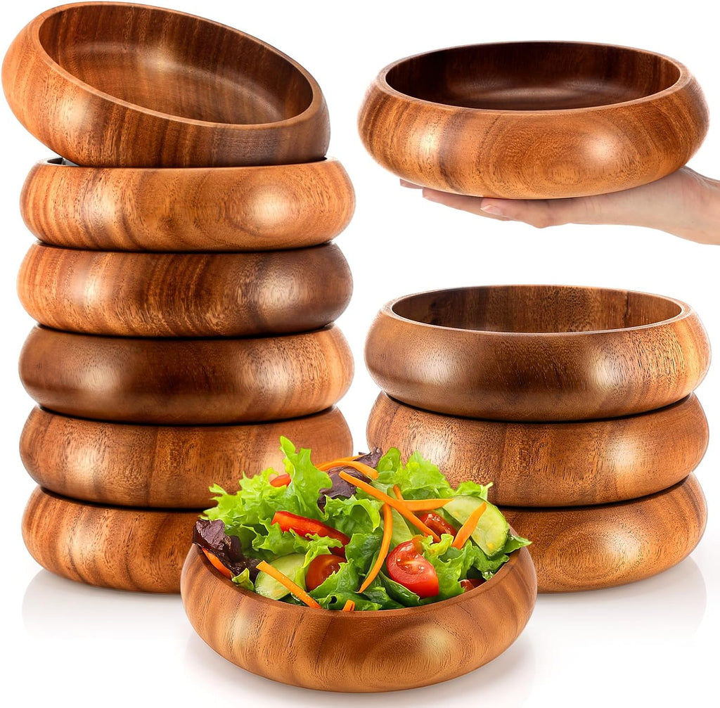 Aldaskad Acacia Wood Calabash Bowls 7.87 Inch 6 Piece Serving