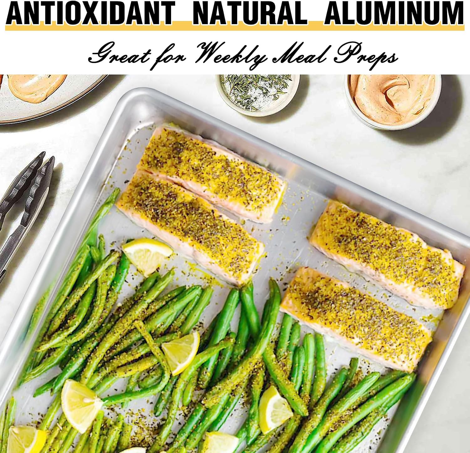 Aldaskad Heavy-Duty Stainless Steel Baking Sheet Pan Set with Heat-Resistant Handles