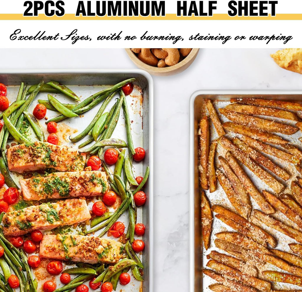 Aldaskad Heavy-Duty Stainless Steel Baking Sheet Pan Set with Heat-Resistant Handles