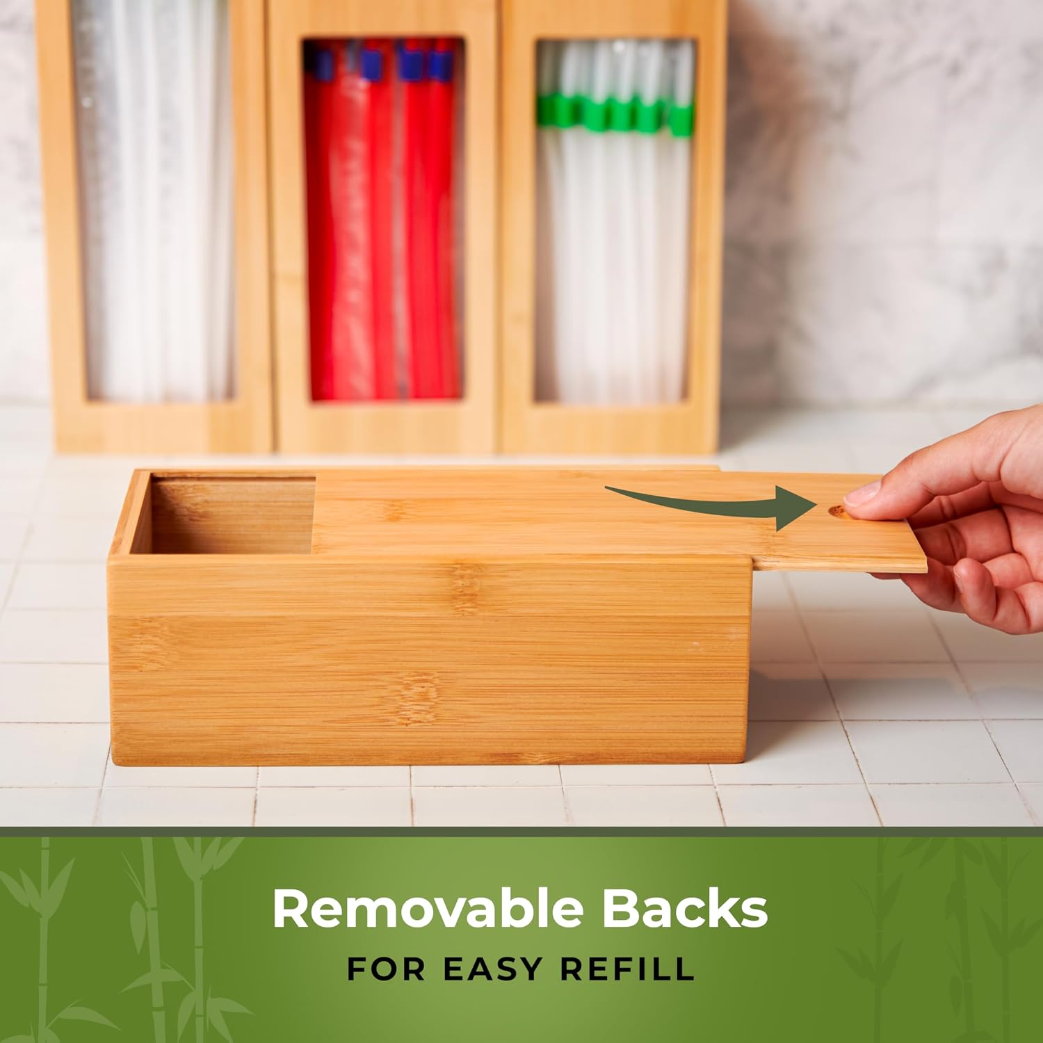 Woodenhouse Modular Bamboo Food Storage Bag Organizer (4-Piece Set)