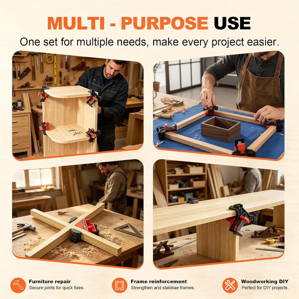 ALDASKAD 4-Piece 90-Degree Corner Clamp Set for Woodworking