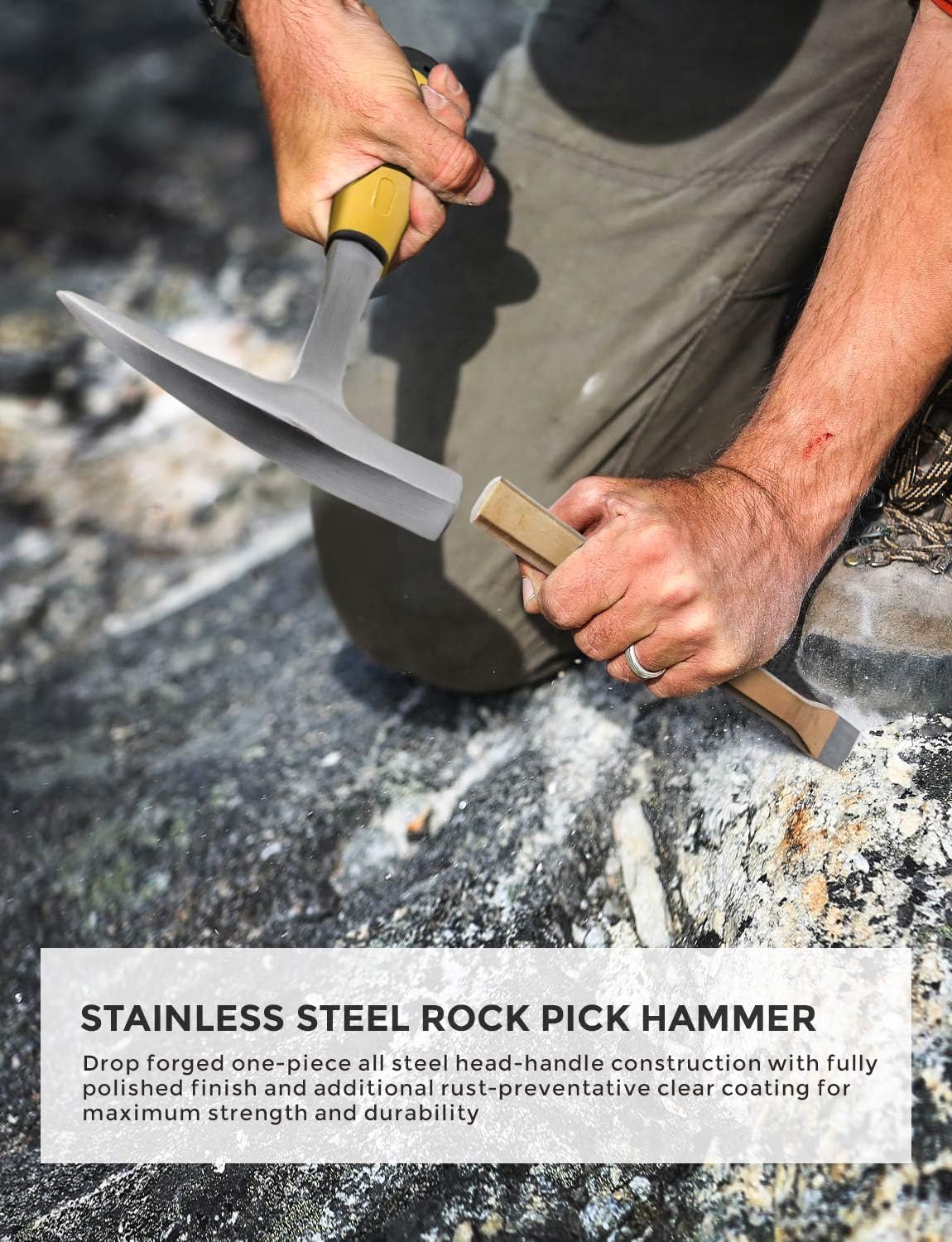 ALDASKAD 15-Piece Geology Rock Hounding Tool Kit with 32oz Hammer & Chisels