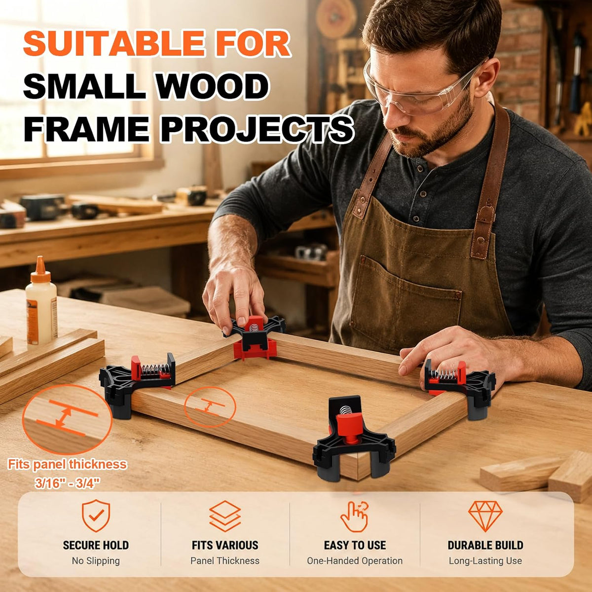 ALDASKAD 4-Piece 90-Degree Corner Clamp Set for Woodworking