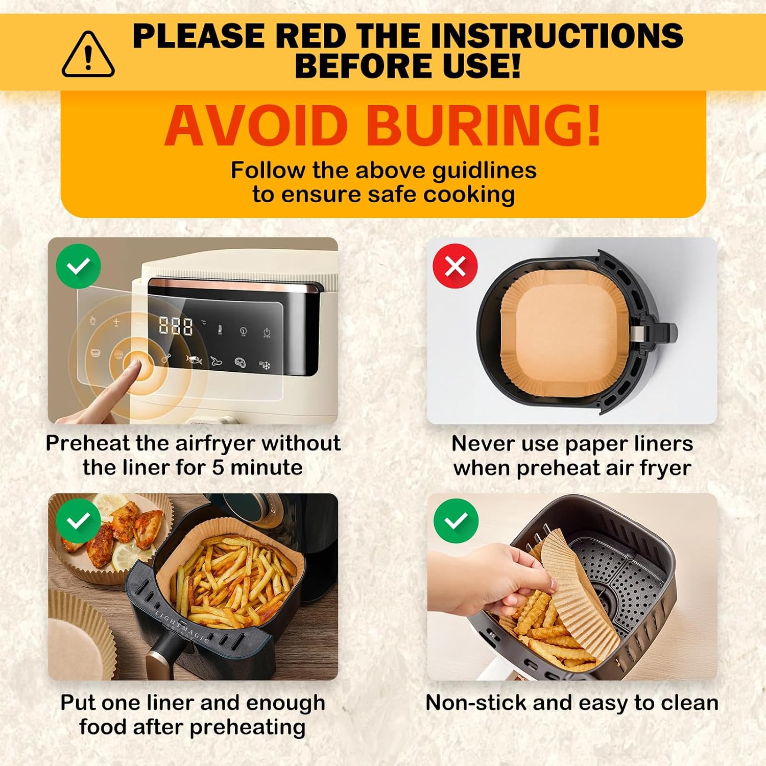 Aldaskad Non-Stick Air Fryer Disposable Paper Liners