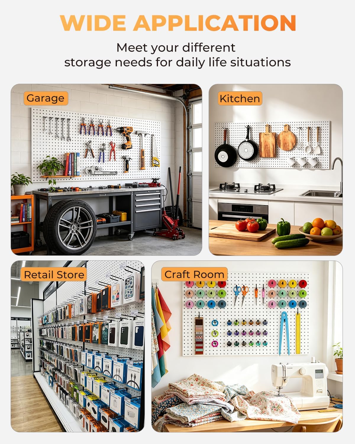 ALDASKAD 60-Pack Heavy-Duty L-Shaped Pegboard Hooks Set (2", 4", 6")