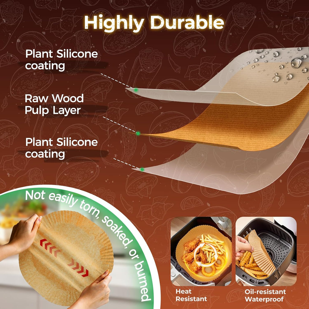 Aldaskad 420Pcs Air Fryer Liners 8 Inch Square Disposable Parchment