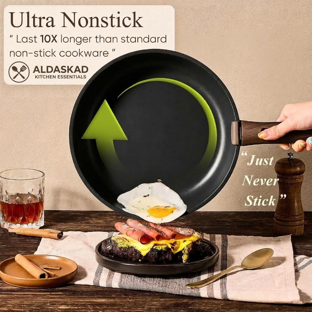 Aldaskad Nonstick Cookware Set 19 Piece Detachable Handles Induction Oven