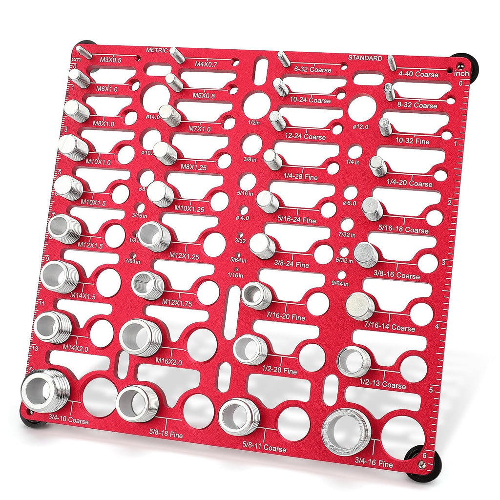ALDASKAD 55-Size Nut and Bolt Thread Gauge & Drill Bit Checker Board