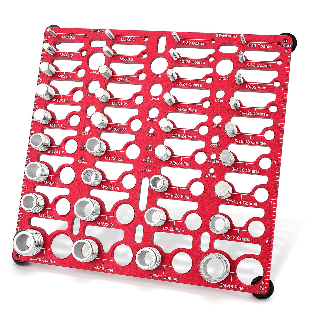 ALDASKAD 55-Size Nut and Bolt Thread Gauge & Drill Bit Checker Board
