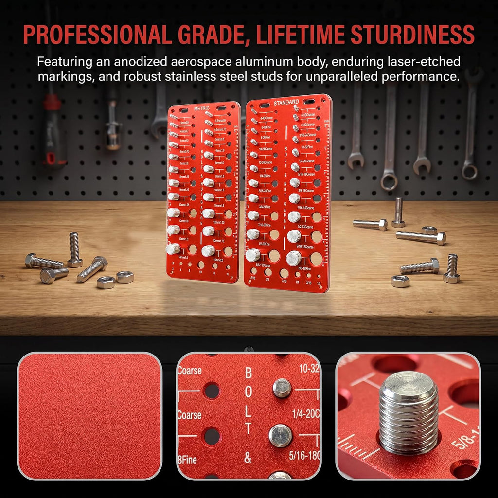 ALDASKAD 2-Piece Nut and Bolt Thread Checker Gauge Set