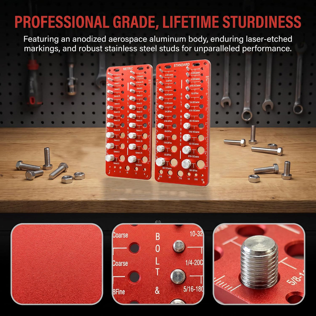 ALDASKAD 2-Piece Nut and Bolt Thread Checker Gauge Set